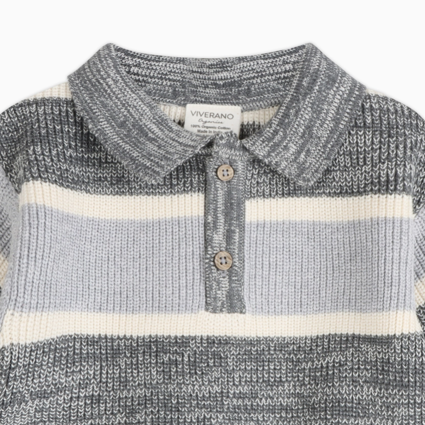 Baby Stripe Polo Knit &amp; Pants Set