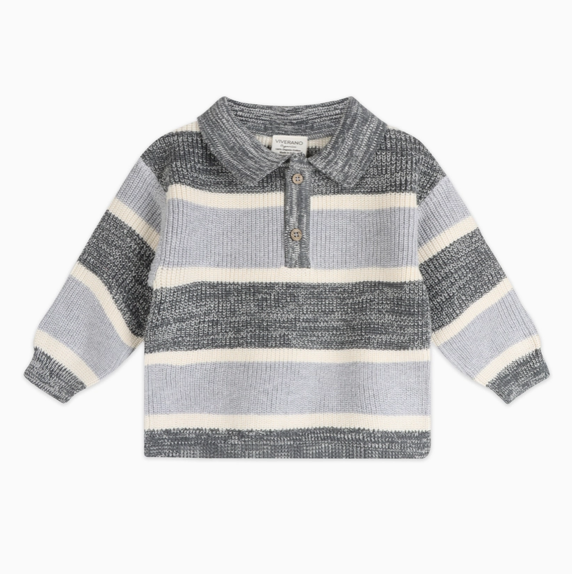 Baby Stripe Polo Knit &amp; Pants Set