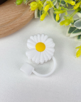 Straw Toppers White Daisy