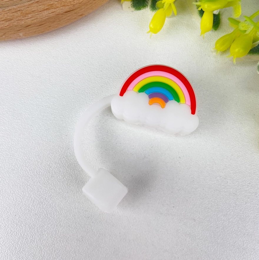 Straw Toppers White Rainbow