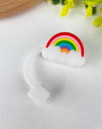 Straw Toppers White Rainbow