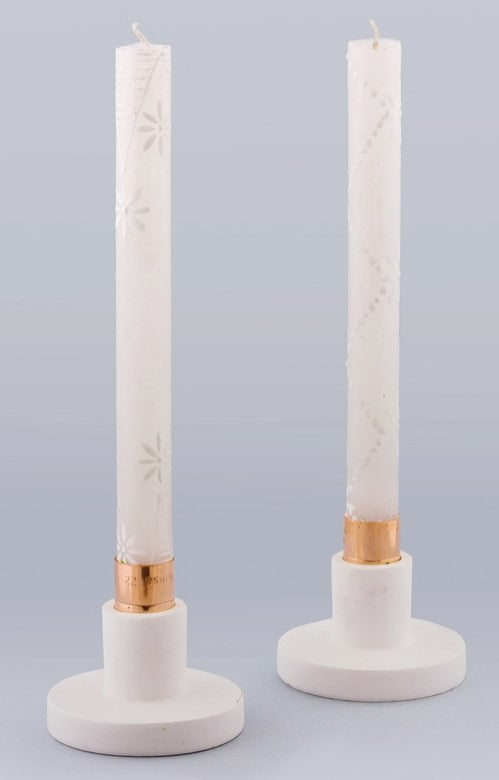 9&quot; Taper Candle Pair White