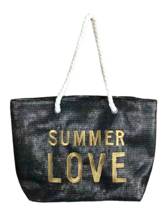 Summer Love Black Metallic Tote