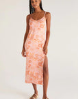 Coral Floral Midi Dress