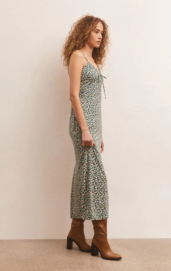 Melinda Ditsy Midi Dress - Blue/Green