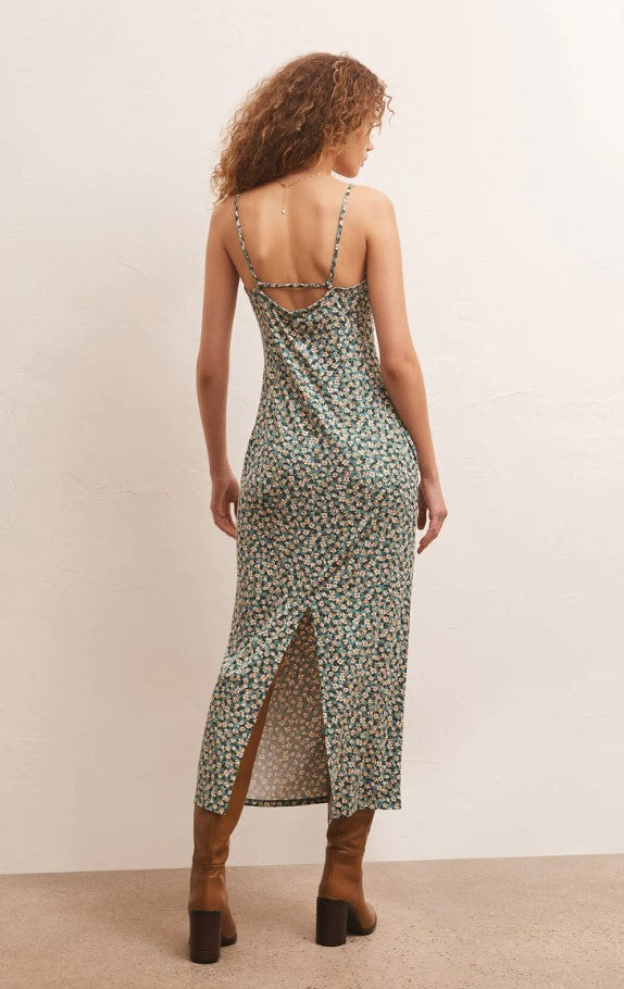 Melinda Ditsy Midi Dress - Blue/Green