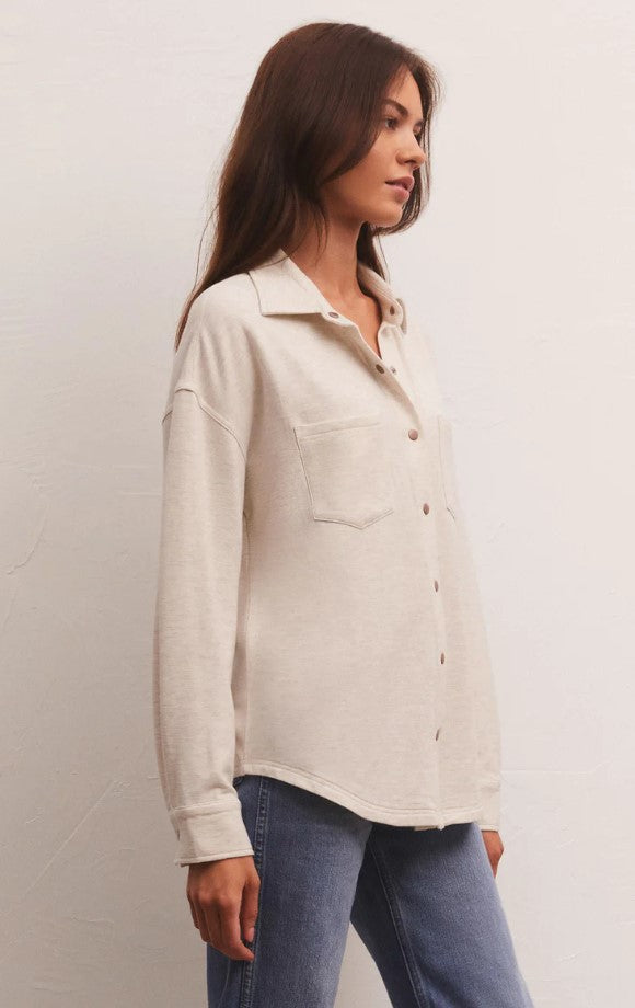Light Oatmeal WFH Modal Shirt Jacket