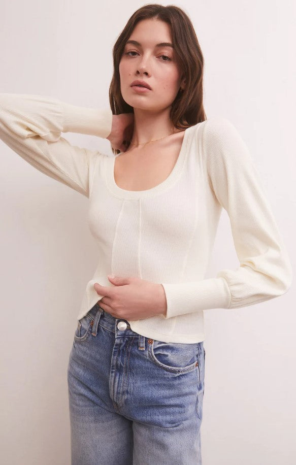 White Rylen Long Sleeve Top