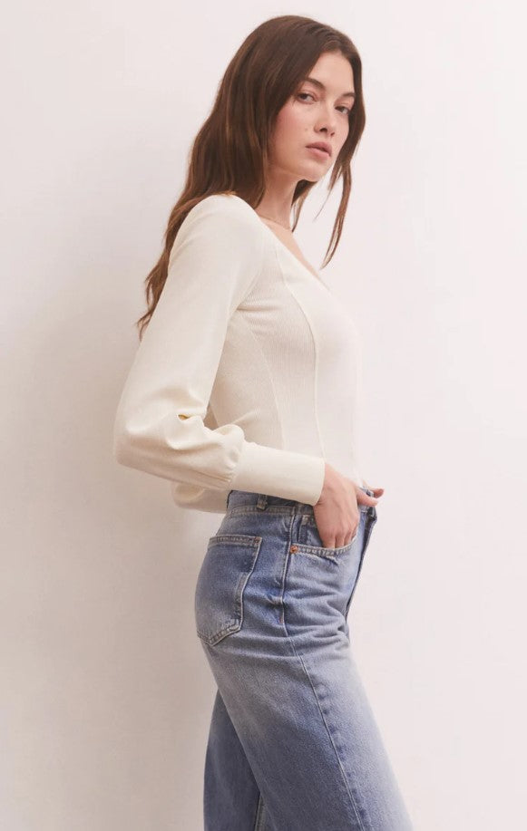 White Rylen Long Sleeve Top