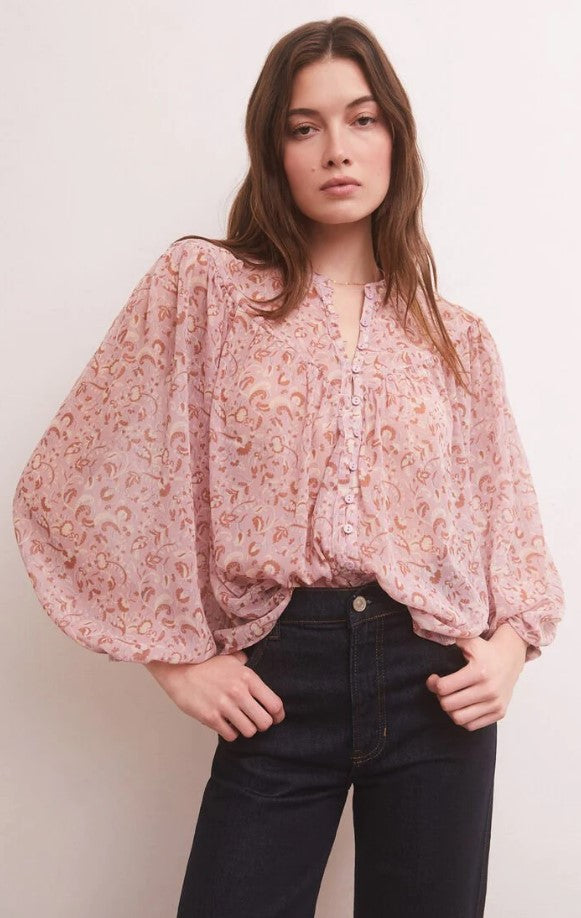 Liene Floral Top Shadow Mauve