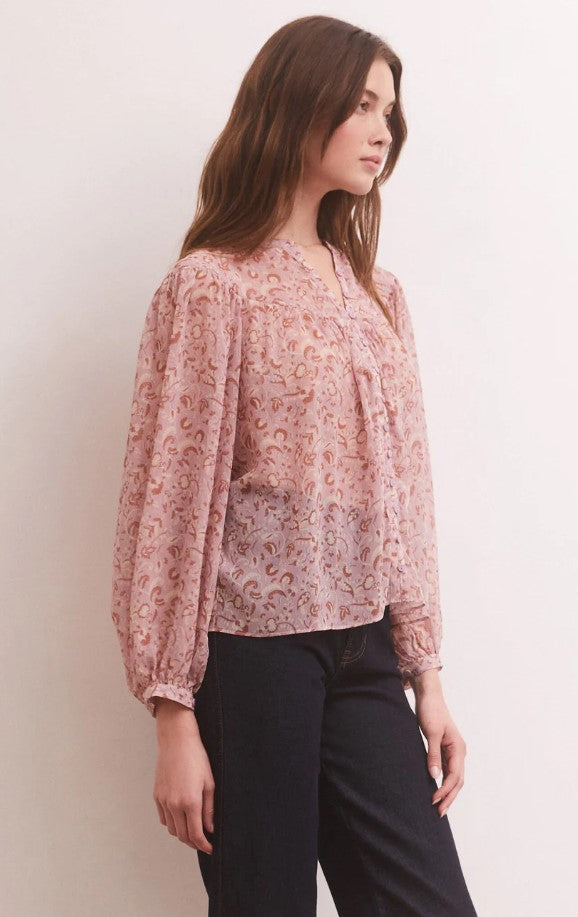 Liene Floral Top Shadow Mauve