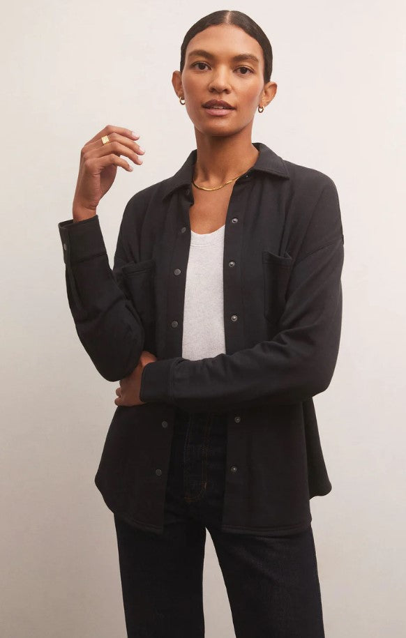 Black WFH Modal Shirt Jacket