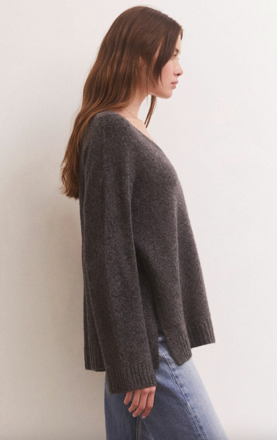 Modern V-Neck Sweater - Charcoal Heather