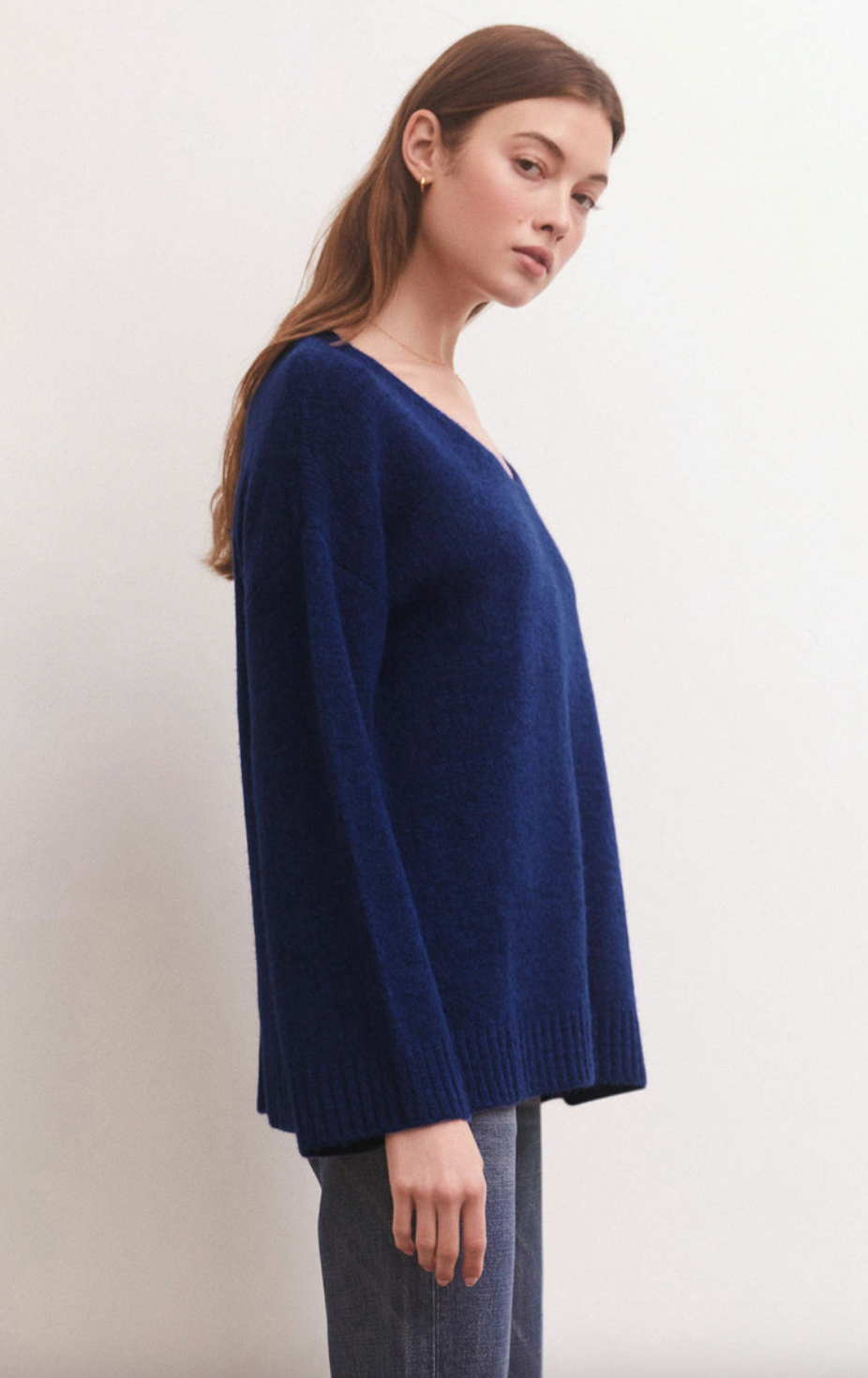 Modern V-Neck Sweater - Space Blue