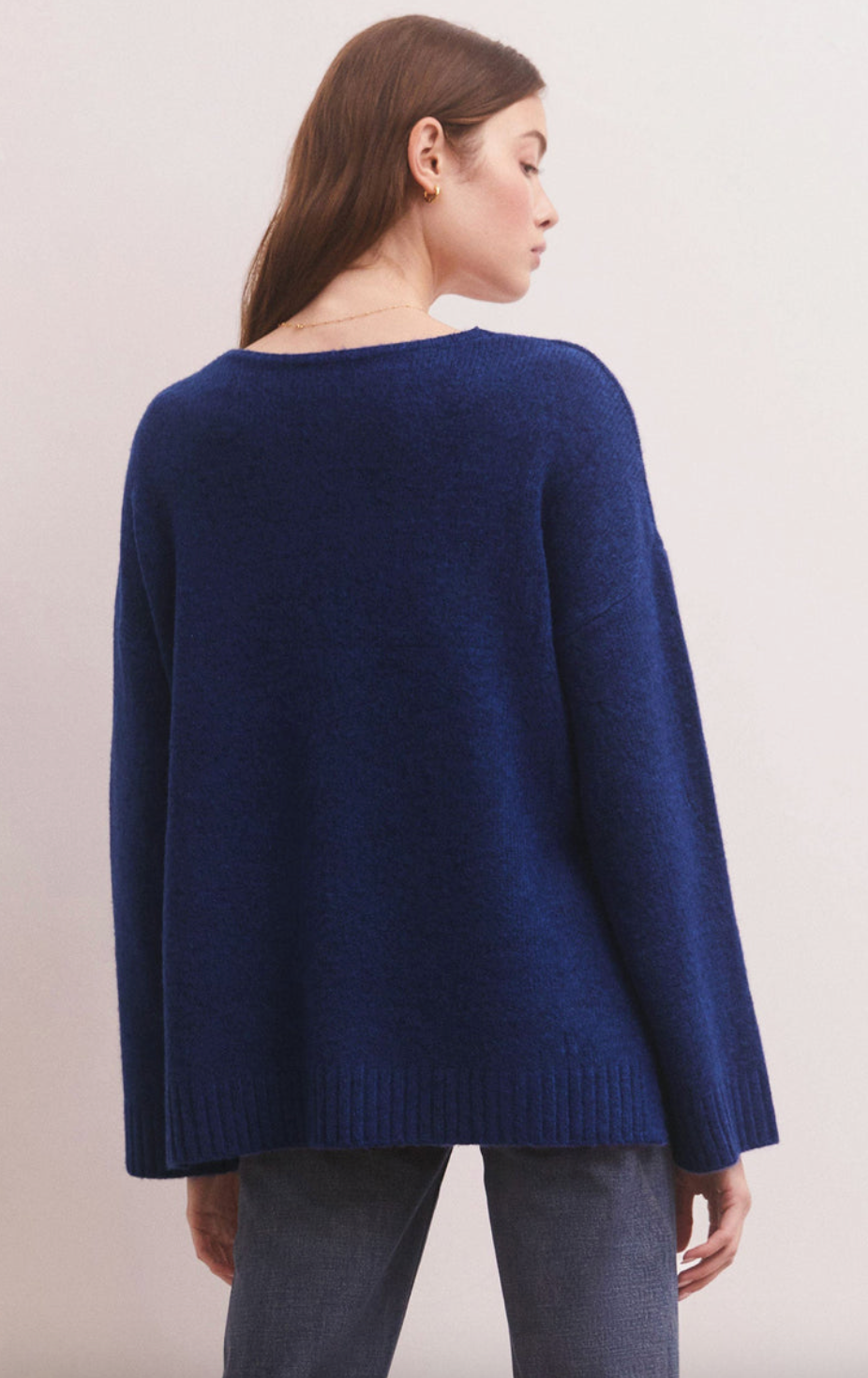 Modern V-Neck Sweater - Space Blue