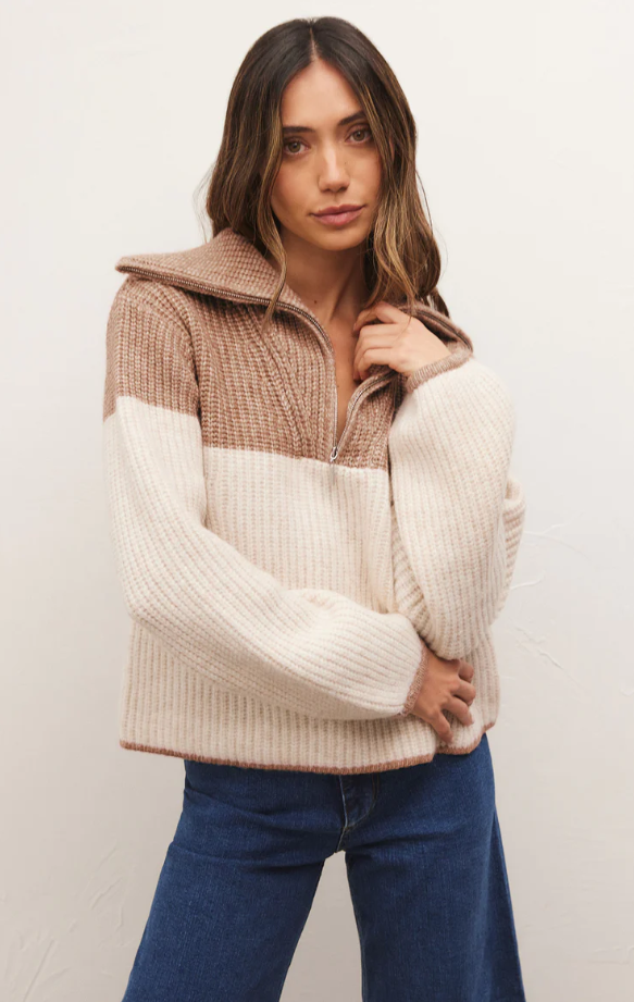Canyon Half Zip Blocked Sweater