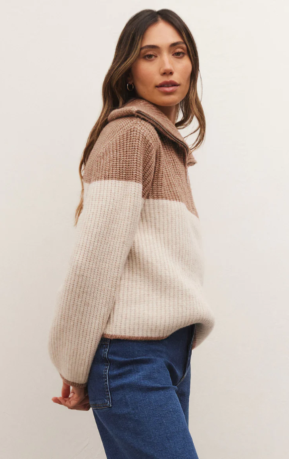 Canyon Half Zip Blocked Sweater