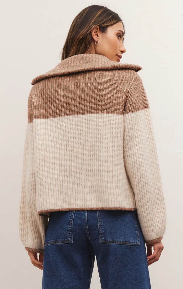 Canyon Half Zip Blocked Sweater