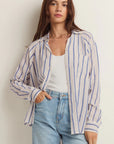 The Perfect Striped Linen Top - Blue