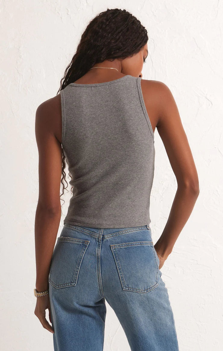 Essy Ribbed Tank- Classic Heather Grey