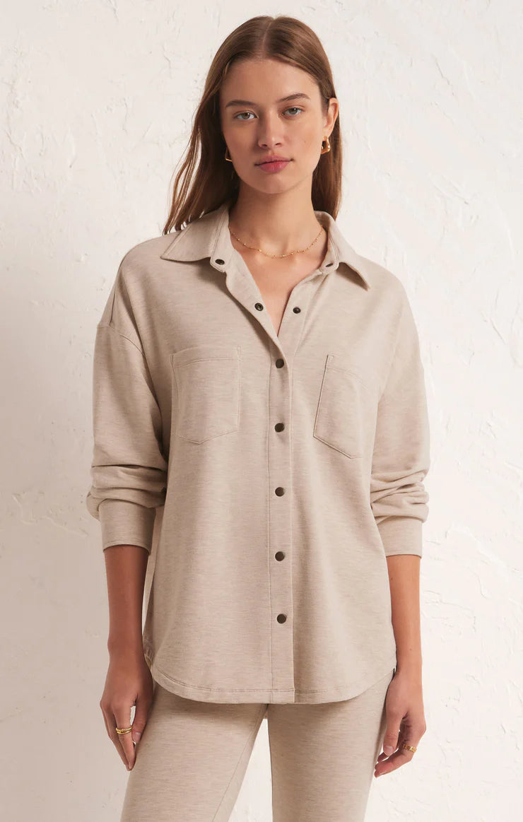 WFH Modal Shirt Jacket - Oatmeal Heather