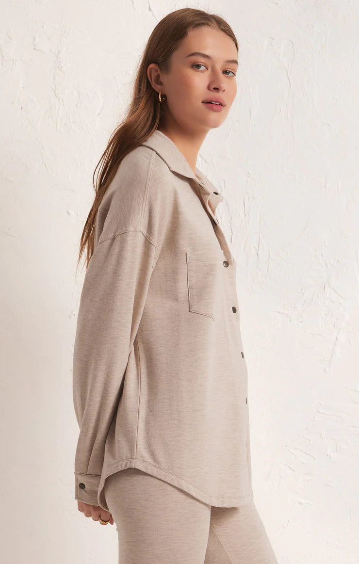 WFH Modal Shirt Jacket - Oatmeal Heather