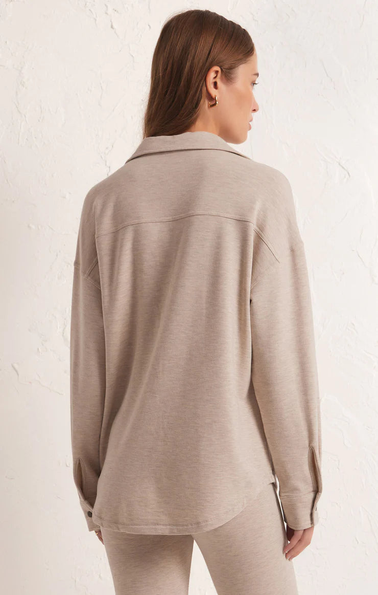 WFH Modal Shirt Jacket - Oatmeal Heather
