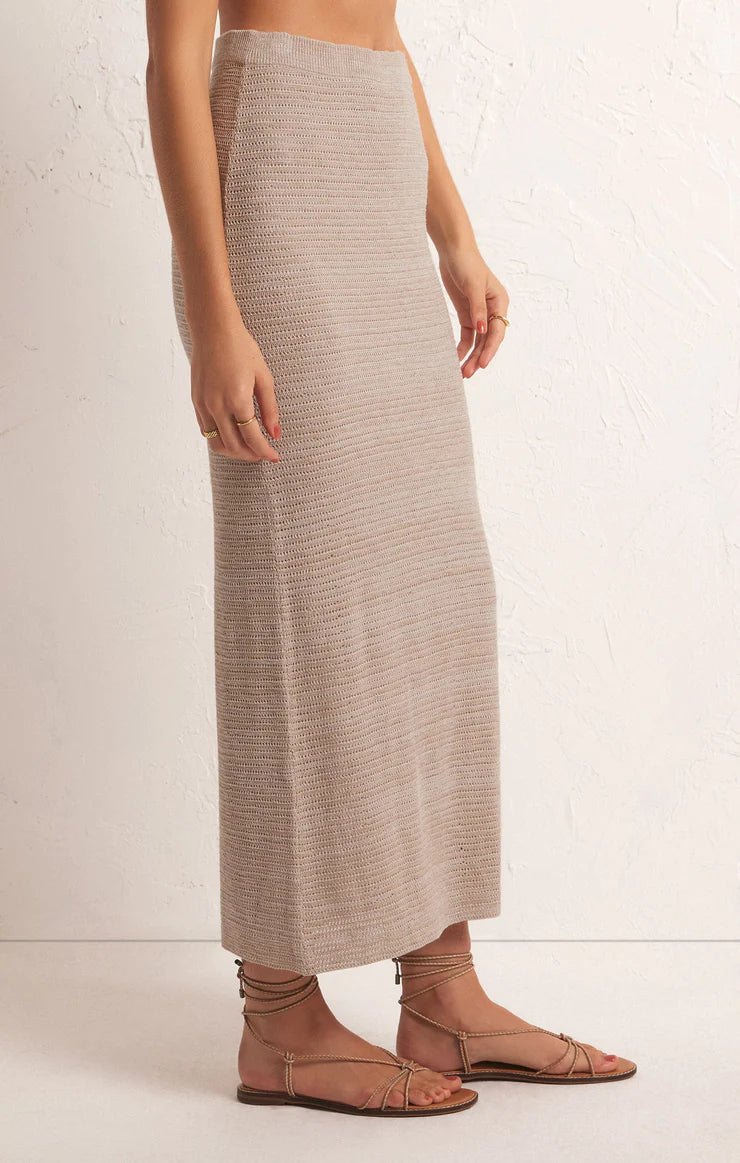Mykonos Midi Skirt Oatmeal Heather