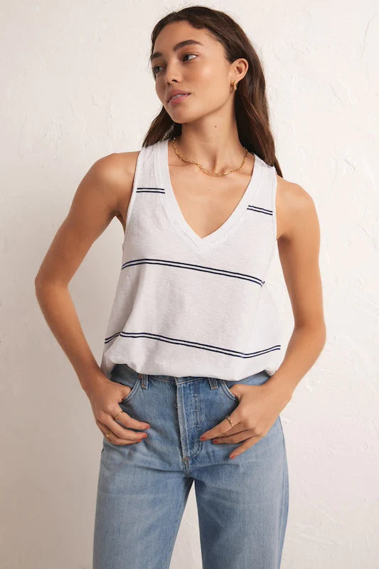 Vagabond Twin Stripe Tank White