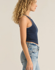Avril Rib Whipstitch Top - Captain Navy