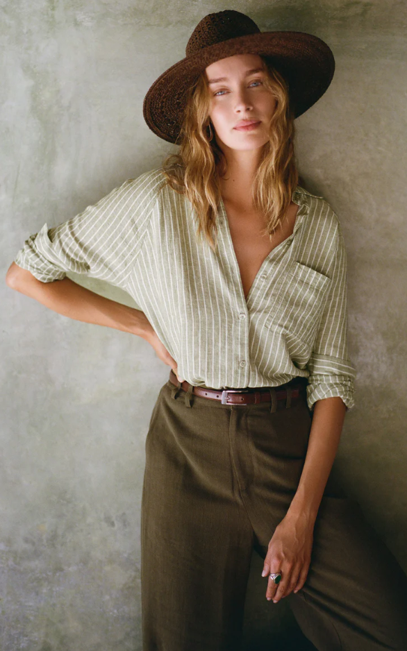The Perfect Linen Stripe Top - Meadow