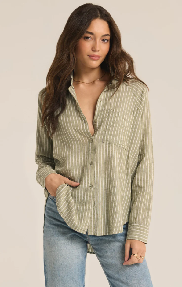 The Perfect Linen Stripe Top - Meadow