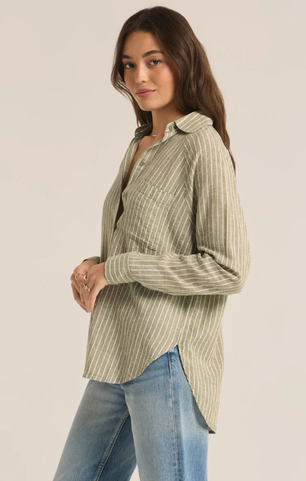 The Perfect Linen Stripe Top - Meadow