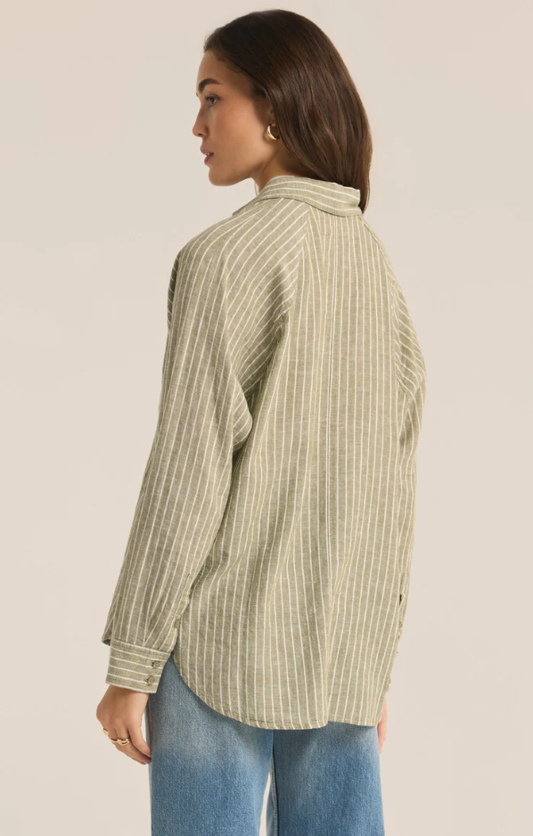 The Perfect Linen Stripe Top - Meadow