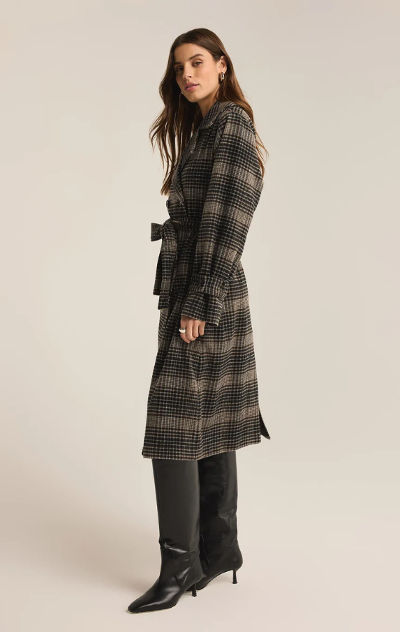 Jackie Plaid Trench