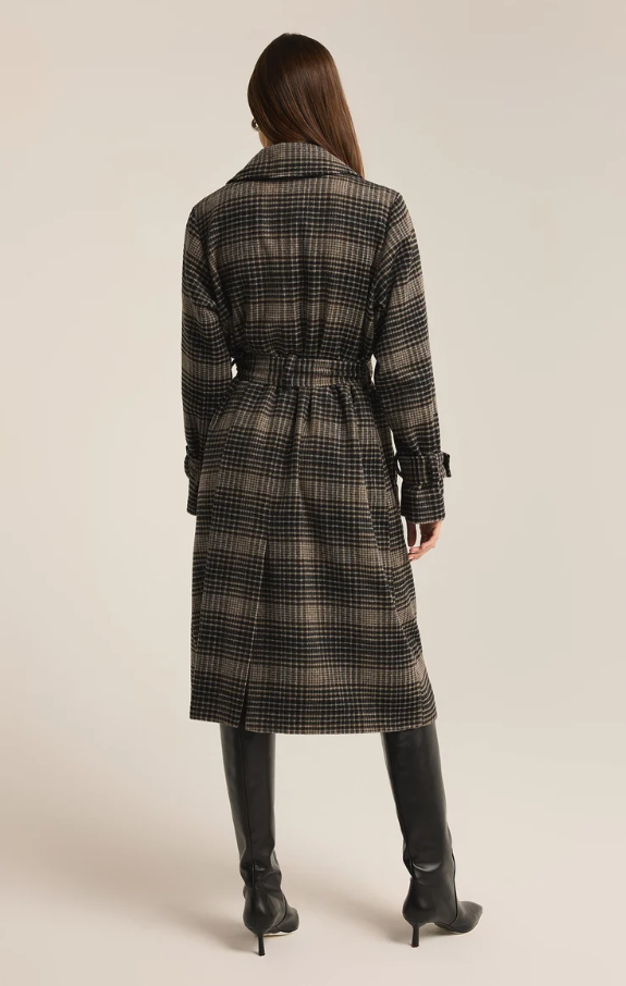 Jackie Plaid Trench