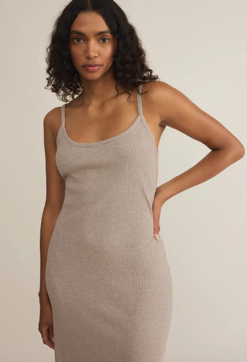 Waterfront Midi Dress Heather Taupe