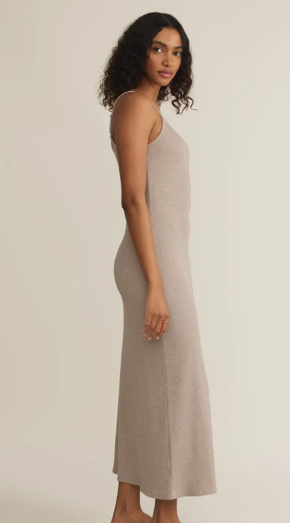 Waterfront Midi Dress Heather Taupe