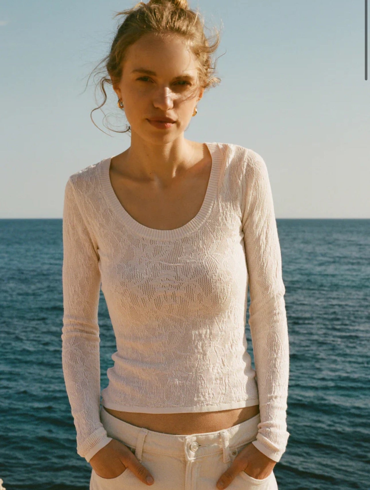 Tibi Scoop Mesh Sweater
