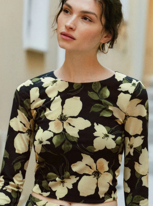 Taysha Ren Floral Mesh Top