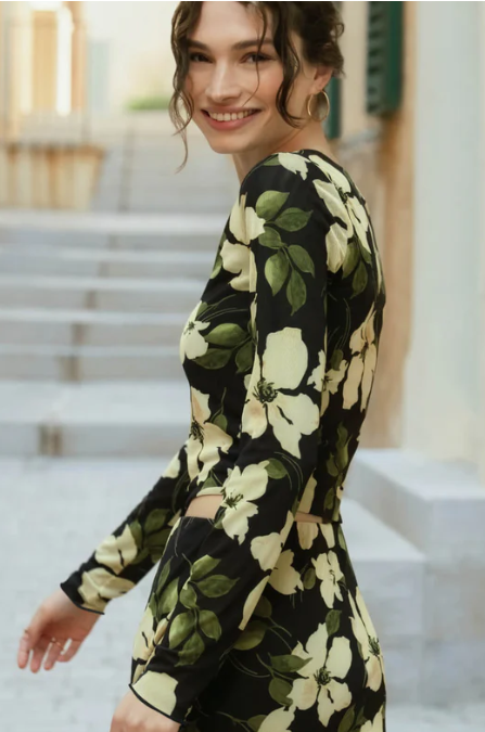 Taysha Ren Floral Mesh Top