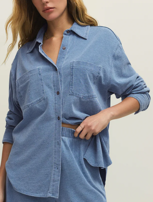 Cropped Reese Denim Button Up