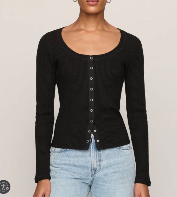 Albany Waffle Button Up Top