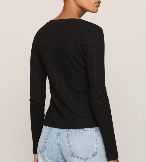 Albany Waffle Button Up Top