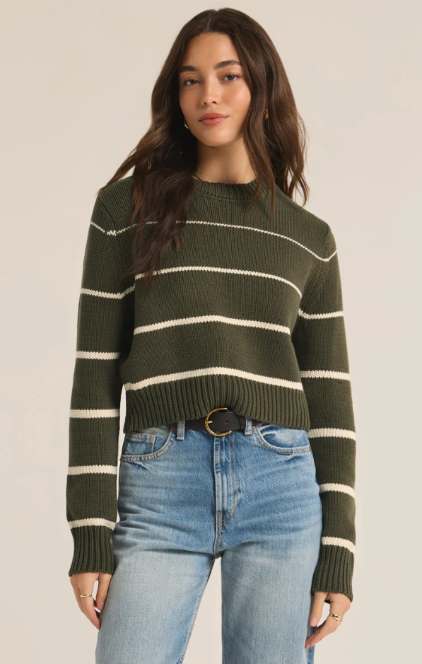 Milan Stripe Sweater - Grape Leaf