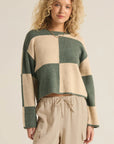 Rosi Blocked Sweater - Palm Green