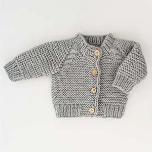 Ice Grey Garter Stitch Cardigan Sweater