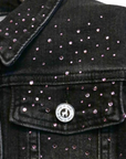 Black Denim Jacket w/ Pink Rhinestones