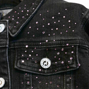 Black Denim Jacket w/ Pink Rhinestones