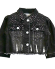 Black Denim Jacket w/ Pink Rhinestones